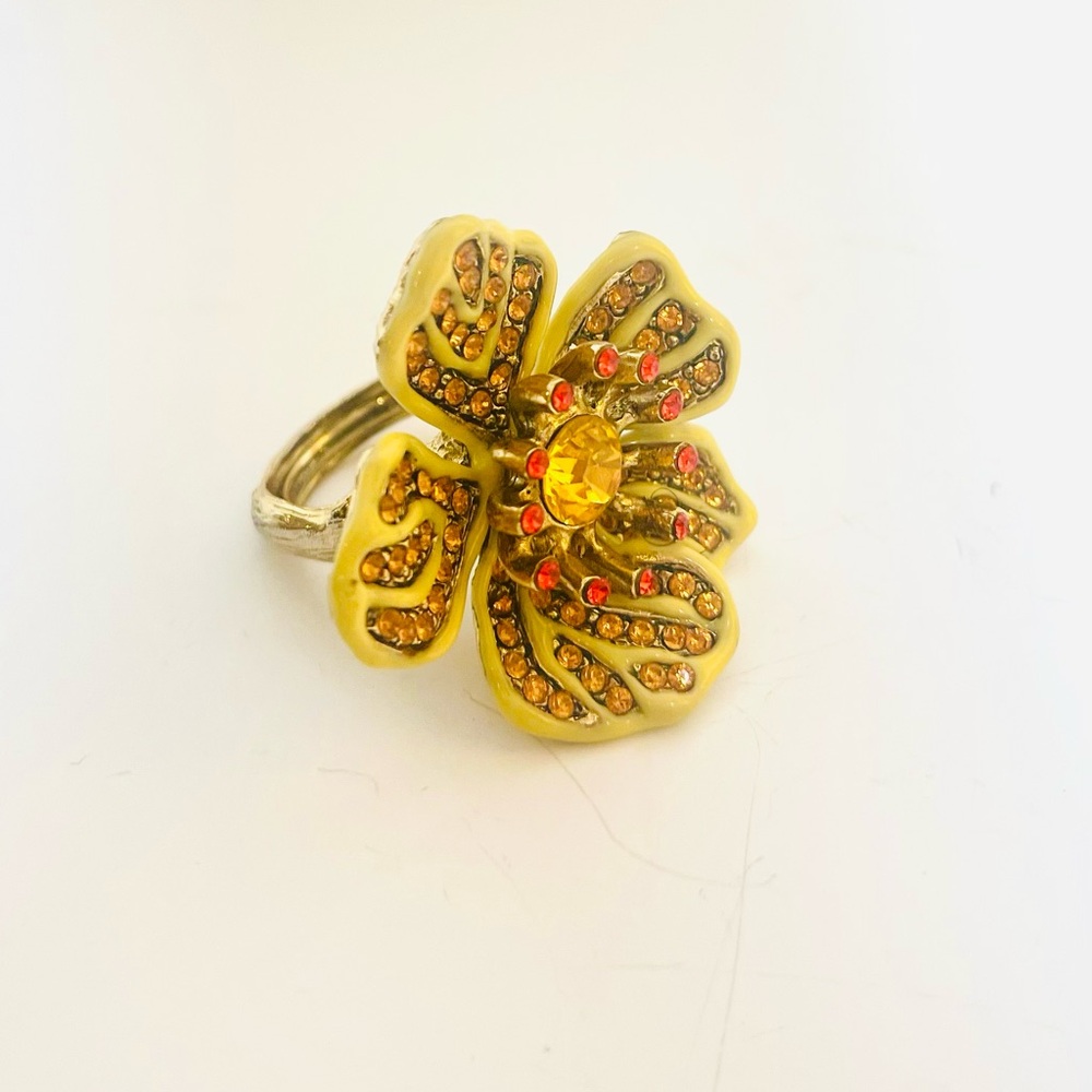 Oscar de la Renta Yellow and Gold Floral Ring